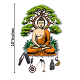 Load image into Gallery viewer, Webelkart Premium Gautam Buddha Printed Wooden Key Holder for Home Decor,Key Holder for Wall Decor (10 inches) Gift Item