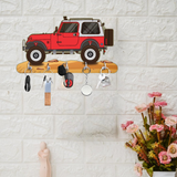 गैलरी व्यूवर में इमेज लोड करें, Webelkart Premium HD UV Printed Mahindra Thar Car Shape Designer Wooden Key Holder Home and Office Decor (11 X 6 Inch, Wood) (Red)