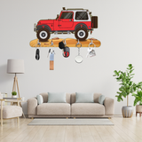 गैलरी व्यूवर में इमेज लोड करें, Webelkart Premium HD UV Printed Mahindra Thar Car Shape Designer Wooden Key Holder Home and Office Decor (11 X 6 Inch, Wood) (Red)