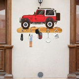 गैलरी व्यूवर में इमेज लोड करें, Webelkart Premium HD UV Printed Mahindra Thar Car Shape Designer Wooden Key Holder Home and Office Decor (11 X 6 Inch, Wood) (Red)