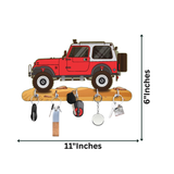गैलरी व्यूवर में इमेज लोड करें, Webelkart Premium HD UV Printed Mahindra Thar Car Shape Designer Wooden Key Holder Home and Office Decor (11 X 6 Inch, Wood) (Red)