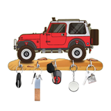 गैलरी व्यूवर में इमेज लोड करें, Webelkart Premium HD UV Printed Mahindra Thar Car Shape Designer Wooden Key Holder Home and Office Decor (11 X 6 Inch, Wood) (Red)