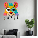 Load image into Gallery viewer, Webelkart Decorative Wall Key Holder with 5 Hooks, Cute Bunny Design, Multicolour Key Holder for Office Decor,Home Decor Item (10&quot; Inches)