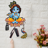 Load image into Gallery viewer, Webelkart Premium Krishna Wooden Key Holder for Home/Office Decor/Key Hanger for Wall Decor,Decorative Item for Home (10" Inches)