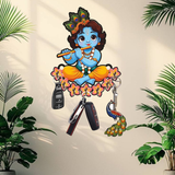 Load image into Gallery viewer, Webelkart Premium Krishna Wooden Key Holder for Home/Office Decor/Key Hanger for Wall Decor,Decorative Item for Home (10" Inches)