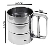 Load image into Gallery viewer, JaipurCrafts Stainless Steel Flour Sifter with Handle | Manual Hand Press Atta Maida Channi | Fine Mesh Baking Sieve for Kitchen |Stainless Steel Flour Sifter with Measurement Markings,Atta Chalni
