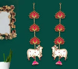 गैलरी व्यूवर में इमेज लोड करें, Webelkart Set of 2 Lotus with Cow Wall Hanging for Diwali Decor |Lotus Back Drop Hanging | Wall Decor |Temple Decor Wall Hanging Home and Office Decor