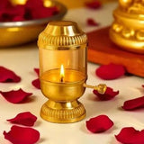 Load image into Gallery viewer, Webelkart 100% Pure Brass Akhand Diya with Adjustable Bati for Puja, Akhand Jyot Diya for Diwali Decor Pooja Decor Item 100% Pure Brass Diwali/Home Decor Item ( 8&quot; Inches )