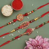 Load image into Gallery viewer, Webelkart Combo of 3 Rakhi Set for Bhaiya and Bhabhi | Rakhi for Kids and Sisters with Wooden Key Holder 7 Hooks and Rakshabandhan Gifts and 1 Greeting Card and Roli Chawal Pack