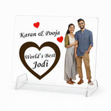 गैलरी व्यूवर में इमेज लोड करें, Webelkart Customised Love Heart Shape Customized Your Photo Printed Frames Acrylic Photo Frame With Stand Table Top 10x 7 inches Best Personalized Valentine Gift For Husband Wife Father Mother Friends
