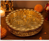Load image into Gallery viewer, Webelkart Premium Golden Decorative Dry Fruit Serving Tray with 4 Bowls | Royal Round Snack &amp; Dry Fruit Platter for Home, Living Room, Dining Table &amp; Festive Gifting Diwali Gift Item.