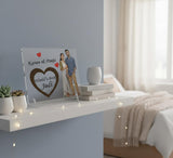 गैलरी व्यूवर में इमेज लोड करें, Webelkart Customised Love Heart Shape Customized Your Photo Printed Frames Acrylic Photo Frame With Stand Table Top 10x 7 inches Best Personalized Valentine Gift For Husband Wife Father Mother Friends