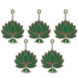 Load image into Gallery viewer, JaipurCrafts Premium Green Lotus Wall Hanging |Lotus Back Drop Hanging | ganpati Decoration Wall Hanging Home and Office Decor (Wood Set of 5) 6&quot; Inches Green Hanging
