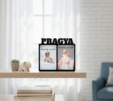 Load image into Gallery viewer, Webelkart Premium Personalized Wooden Photo Frame with Name Cutout and 2-Photos, Rectangular, Freestanding, 10 x 9 inches