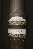 Load image into Gallery viewer, JaipurCrafts Premium Customized Wooden Couple Name Plate For Home Entrance outdoor With Bells | Handcrafted Floral Wooden Name Board for Home Decor | Perfect Wedding, Anniversary &amp; Housewarming Gift - 14 Inches