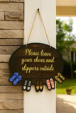 Load image into Gallery viewer, Webelkart Premium Wooden Please Leave Your Shoes and Slippers Outside Wall Hanging For Office Decor,Door Wall Hanging