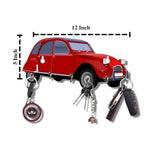 गैलरी व्यूवर में इमेज लोड करें, Retro wooden car-shaped key holder with 6 hooks, multicolor design, perfect for home decor and gifting, dimensions 12&quot;x5&quot;.