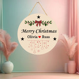 Load image into Gallery viewer, Webelkart Round Wooden Customised Christmas Wall Hanging Name Plate For Home Entrance outdoor,Wooden Hanging House Name Plate - Home Decor Item (10&quot; inches) Customised Hanging