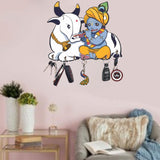Load image into Gallery viewer, JaipurCrafts Premium Cow with Krishna Wooden Key Holder for Home/Office Decor/Key Hanger for Wall Decor,Decorative Item for Home
