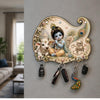 Load image into Gallery viewer, Webelkart Beautiful Cute Krishna Key Holder for Home/Office Decor | 3D UV Printed Wooden Key Hanger Decorative Key Chain Holder,Diwali Decor Item (10 x 10 Inches)