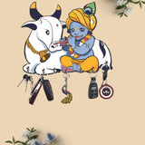 Load image into Gallery viewer, JaipurCrafts Premium Cow with Krishna Wooden Key Holder for Home/Office Decor/Key Hanger for Wall Decor,Decorative Item for Home