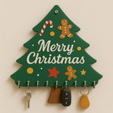 Load image into Gallery viewer, Webelkart Premium Christmas Tree Shape Wooden Key Holder for Home,Christmas Decoration and Gift Items for Home Decor (12 x 10.5 Inches, 9 Hooks)