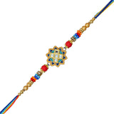 Load image into Gallery viewer, Webelkart Flower Designer Rakhi for Brother with Magnet for Home, Raksha Bandhan Combo Pack, Rakhi for Brother/Sister Greeting Card and Roli Chawal