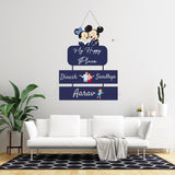 Load image into Gallery viewer, Webelkart Antique Wooden Mickey Mouse Theme Family Wooden Wall Hanging, Name Plate For Home Entrance outdoor, Hanging House Name Plate (16 x10" Inches)