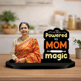 Load image into Gallery viewer, Webelkart Personalized Acrylic Tabletop Gift for Mom, Custom Photo, Powered by Mom Magic Design, 10 x 5.25 Inches, Transparent Desktop Décor