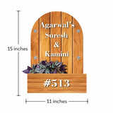 Load image into Gallery viewer, Webelkart Premium Customised Rustic Wooden Name Board with Planter Bracket, Personalised Name Plate for Home Entrance Outdoor, 38 x 28 cm