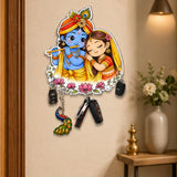 Load image into Gallery viewer, Webelkart Premium Radha Krishna Wooden Key Holder for Wall | Decorative Key Stand with Hooks | MDF Wall Mounted Key Hanger for Home Entrance Decor,Key Hanger for Office Decor (11" Inches)