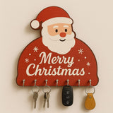Load image into Gallery viewer, Webelkart Premium Home Sweet Home Santa Claus Wooden Key Holder for Home,Christmas Decoration and Gift Items for Home Decor (10 x 10 Inches, 7 Hooks)