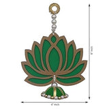 Load image into Gallery viewer, JaipurCrafts Premium Green Lotus Wall Hanging |Lotus Back Drop Hanging | ganpati Decoration Wall Hanging Home and Office Decor (Wood Set of 5) 6&quot; Inches Green Hanging