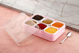 Load image into Gallery viewer, Webelkart Premium 6 Section Plastic Masala Box with Transparent Lid | Spice Storage Container with 6 Compartments &amp; Spoons | Kitchen Organizer,Transparent Pickle Box for Spices| Dry Fruits, Snacks