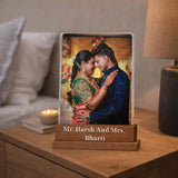 Load image into Gallery viewer, Webelkart Acrylic Customized Photo, Text Plaque | Personalized Photo Frame with Wooden Stand | Gift for friend, partner, parents, Rectangular, Tabletop, 8 x 6 inches