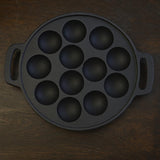 Load image into Gallery viewer, Webelkart Premium Cast Iron Paniyaram Pan | 12 Cavity Appe Paddu Maker | Pre-Seasoned Heavy Duty Cookware with Dual Handles Cast Iron Appe Pan,Black, Non-Stick Cookware, Round Shape, (12" Inches)