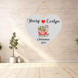 Load image into Gallery viewer, Webelkart Premium Heart Designer Wooden Customised Christmas Wall Hanging Name Plate For Home Entrance outdoor,Wooden Hanging House Name Plate - Home Decor Item (10&quot; inches) Customised Hanging
