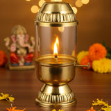 Load image into Gallery viewer, Webelkart Premium Pure Brass Akhand Diya with Adjustable Bati,with Screw Lever for Puja, Akhand Jyot Diya for Diwali Decor Pooja Decor Item 100% Pure Brass ( 6&quot; Inches )