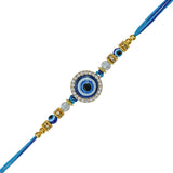 Load image into Gallery viewer, Webelkart Antique Evil Eye Rakhi for Brother with Fridge Magnet, Raksha Bandhan Gift for Bhaiya and Bhabhi,Rakhi for Brother/Sister Greeting Card and Roli Chawal