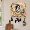 Load image into Gallery viewer, Webelkart Premium Krishna Key Holder for Home Decor | 3D UV Printed Wooden Key Hanger for Wall, Decorative Key Chain Holder, Diwali Decor Item (10 x 10 Inches)