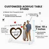 गैलरी व्यूवर में इमेज लोड करें, Webelkart Customised Love Heart Shape Customized Your Photo Printed Frames Acrylic Photo Frame With Stand Table Top 10x 7 inches Best Personalized Valentine Gift For Husband Wife Father Mother Friends