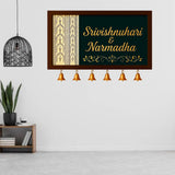 Load image into Gallery viewer, Webelkart Antique Customised House Name Plate With Golden Bell For Home Entrance Outdoor - Wooden Door name plates | Name Plate Office &amp; Home Entrance (14 x 10 inches)