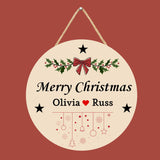 Load image into Gallery viewer, Webelkart Round Wooden Customised Christmas Wall Hanging Name Plate For Home Entrance outdoor,Wooden Hanging House Name Plate - Home Decor Item (10&quot; inches) Customised Hanging