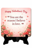 Load image into Gallery viewer, Webelkart Premium Happy Valentine's Day Decorative Table Stand, Love Quote, Romantic Gift for Valentine’s Day Gift (7" inches) Home Decor Item