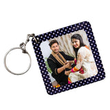 Load image into Gallery viewer, Webelkart 2 Stone Rakhi Combo for Bhaiya and bhabhi with Customised Rakhi Best Wishes Stand with Image Upload and Customised Keychain with Photo Print and Greeting Cards and Roli Chawal Pack