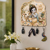 Load image into Gallery viewer, Webelkart Premium Krishna Key Holder for Home Decor | 3D UV Printed Wooden Key Hanger for Wall, Decorative Key Chain Holder, Diwali Decor Item (10 x 10 Inches)