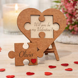 Load image into Gallery viewer, Webelkart Personalized Wooden Heart Puzzle, Valentine Gift, Custom Name Jigsaw Plaque with Stand, 15.24 x 15.24 cm, Wood