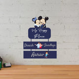 Load image into Gallery viewer, Webelkart Antique Wooden Mickey Mouse Theme Family Wooden Wall Hanging, Name Plate For Home Entrance outdoor, Hanging House Name Plate (16 x10" Inches)