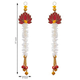Load image into Gallery viewer, JaipurCrafts Premium White and Gold Lotus Wall Hanging Wall Decor |Temple Decor Home and Office Decor| Lotus Back Drop Hanging (Set of 2) (Red)
