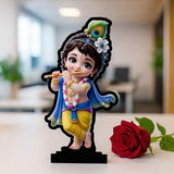 Load image into Gallery viewer, Webelkart Premium Little Krishna Playing Bansuri Idol Figurine with Traditional Dress Table Stand for Home and Office Decor (4 x 6 inches)